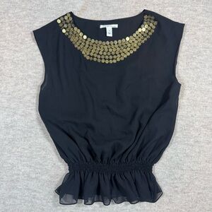 Kenneth Cole Black Top with Gold Embellishments